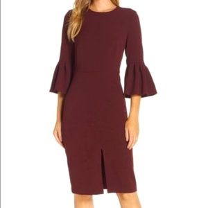 Harper Rose Burgundy Bell Sleeve Sheath Dress. Size 0P.